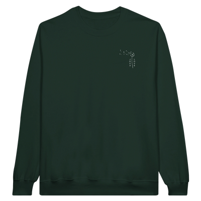 Unisex sweatshirt in dark green with small LOVE graphic on the chest
