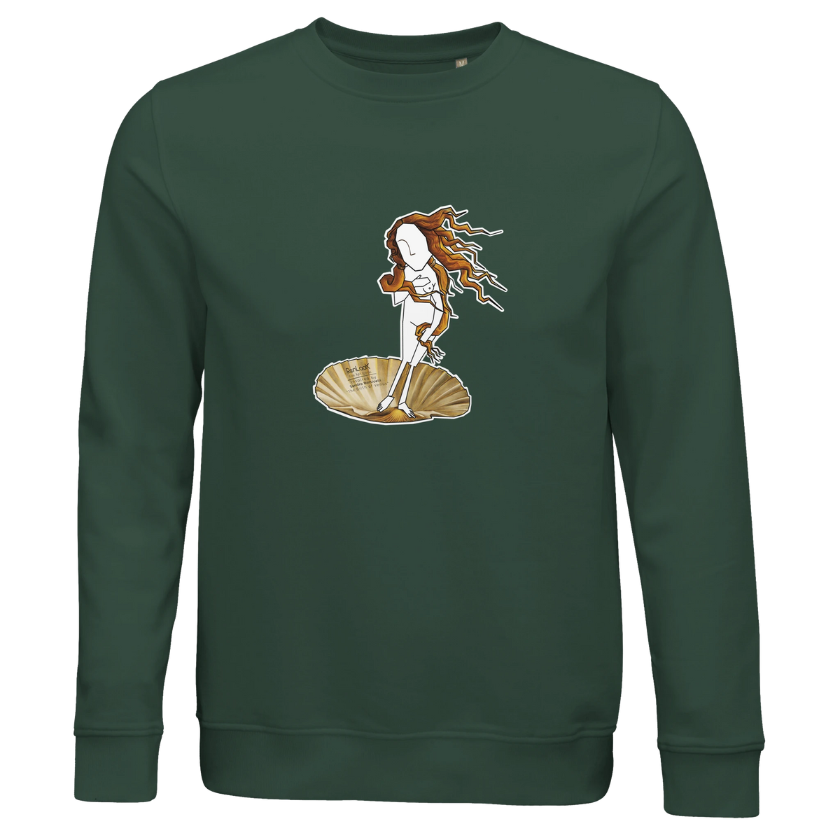 Unisex crewneck sweatshirt in bottle green with front graphic print and ribbed cuffs