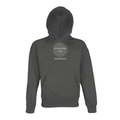 Grey melange oversized pullover hoodie with hood and front pouch pocket
