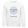 White unisex crewneck sweatshirt with front print placeholder text