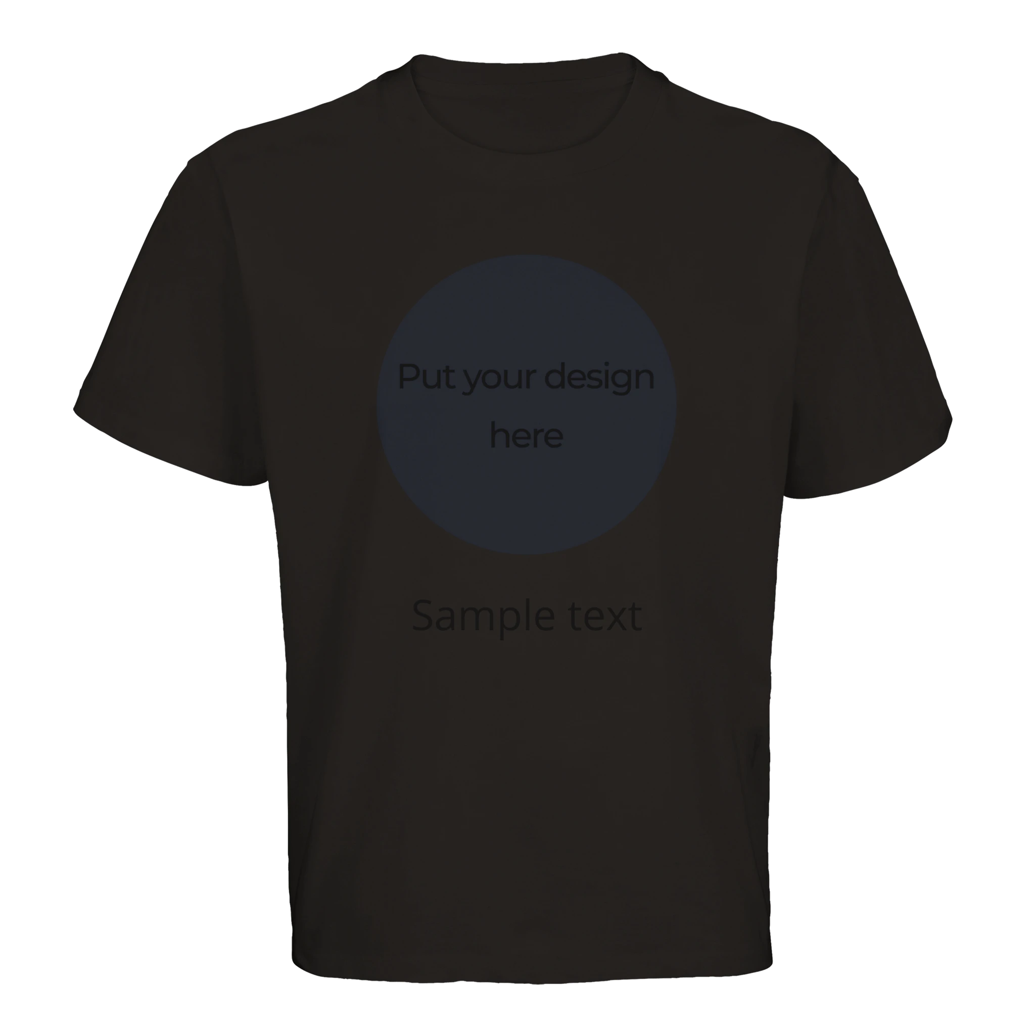 Unisex oversized deep black T-shirt with centered custom design print placeholder