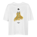 Oversized organic women's T-shirt, white, front art graphic print