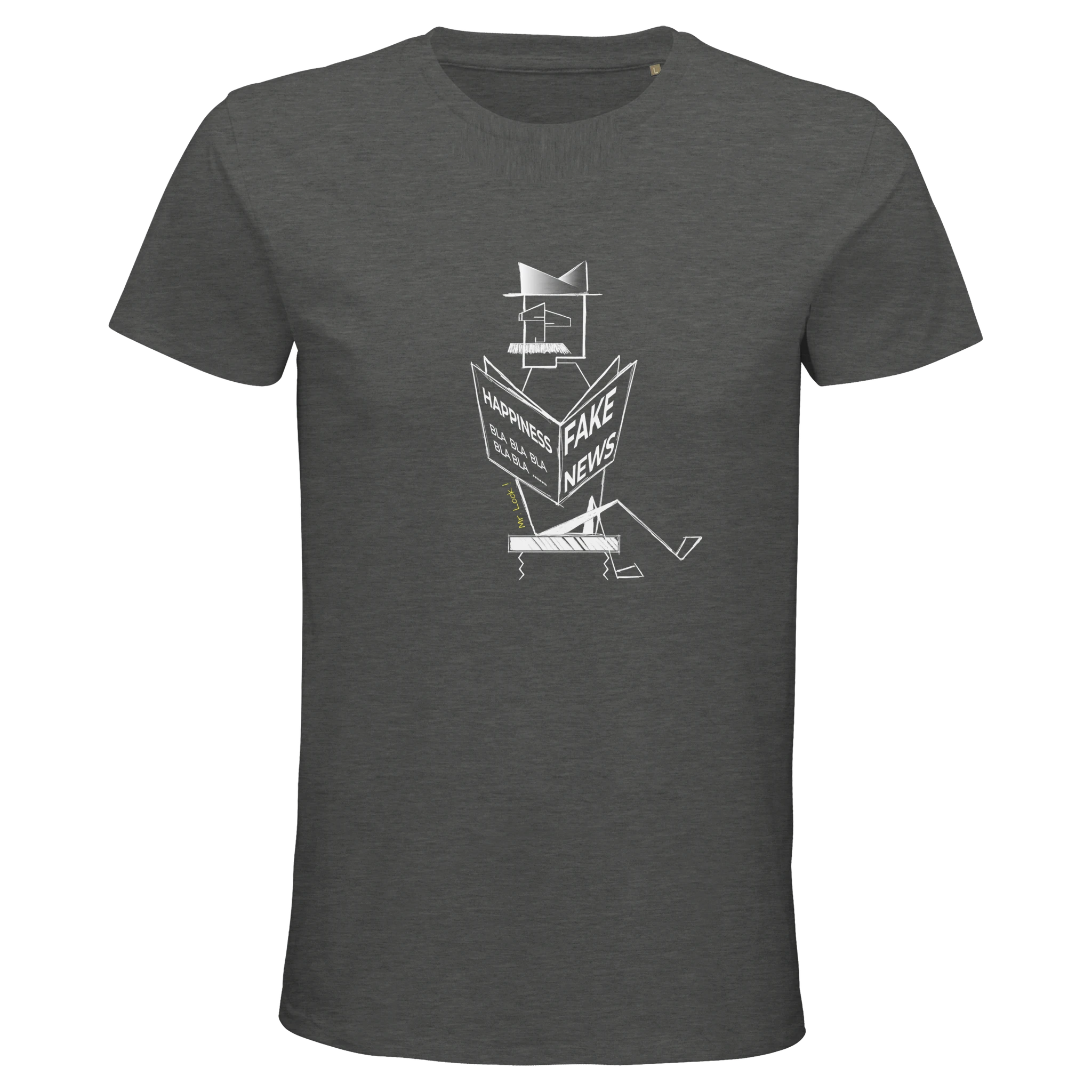 Organic Unisex melange t-shirt with minimalist Mr. Look line art illustration – RenLook graphic tee