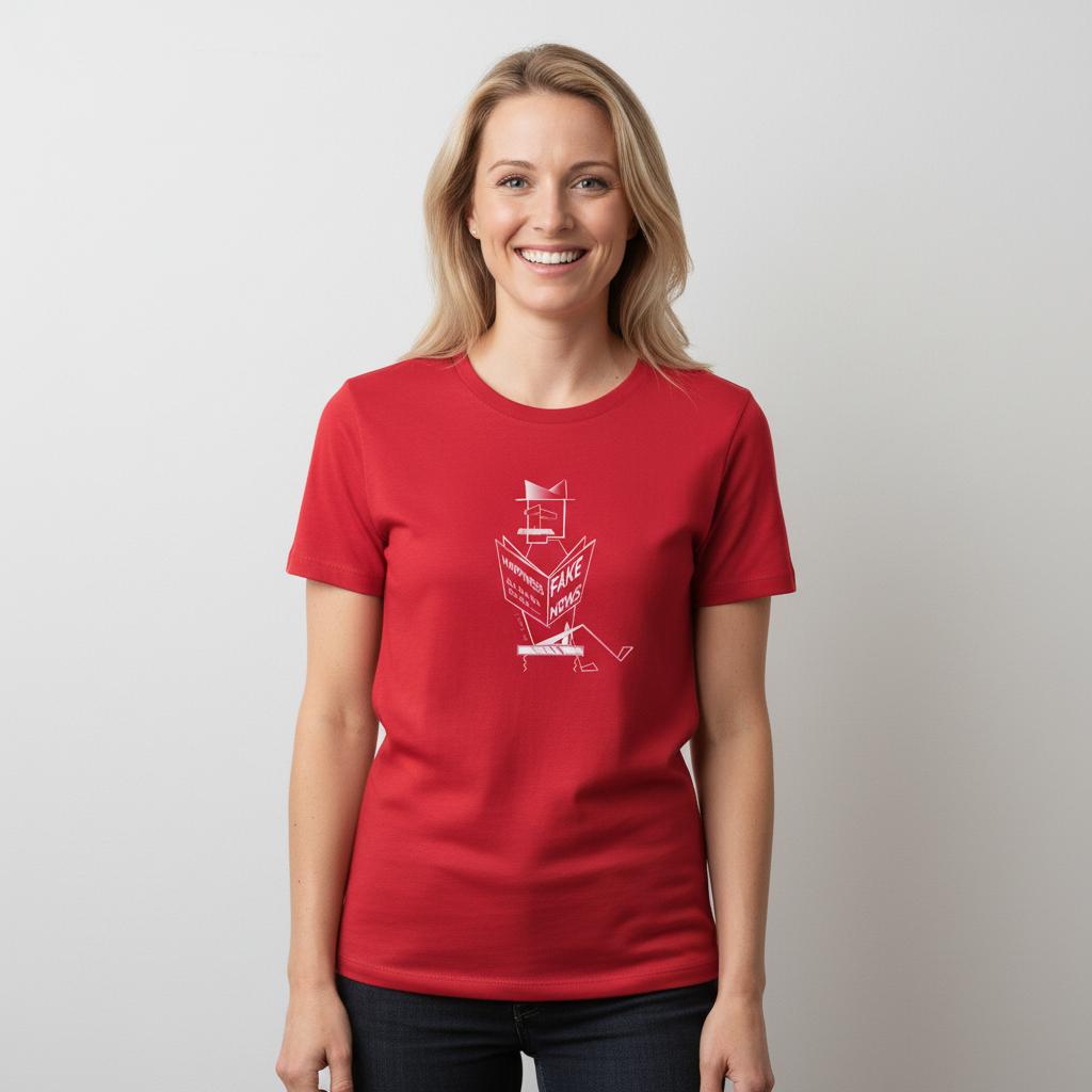 Organic Unisex red t-shirt with minimalist Mr. Look line art illustration – RenLook graphic tee