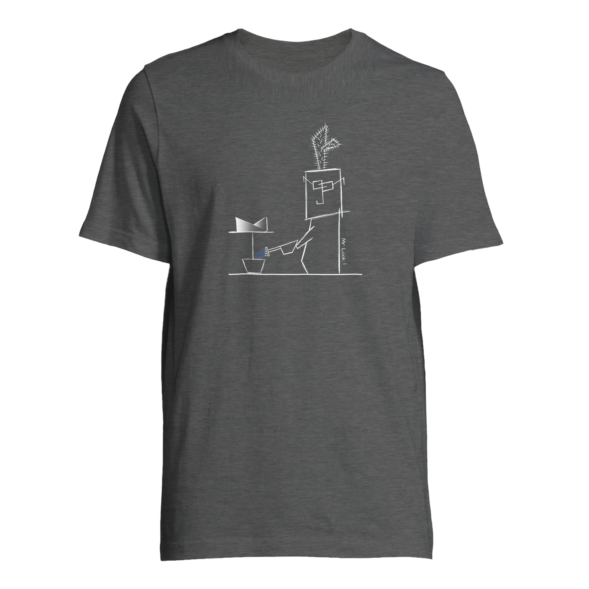 Unisex oversized melange t-shirt with minimalist Mr. Look line art illustration – RenLook graphic tee