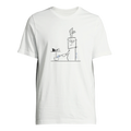 Unisex cactus T-shirt in white, crew neck, short sleeves, front cactus line-art print