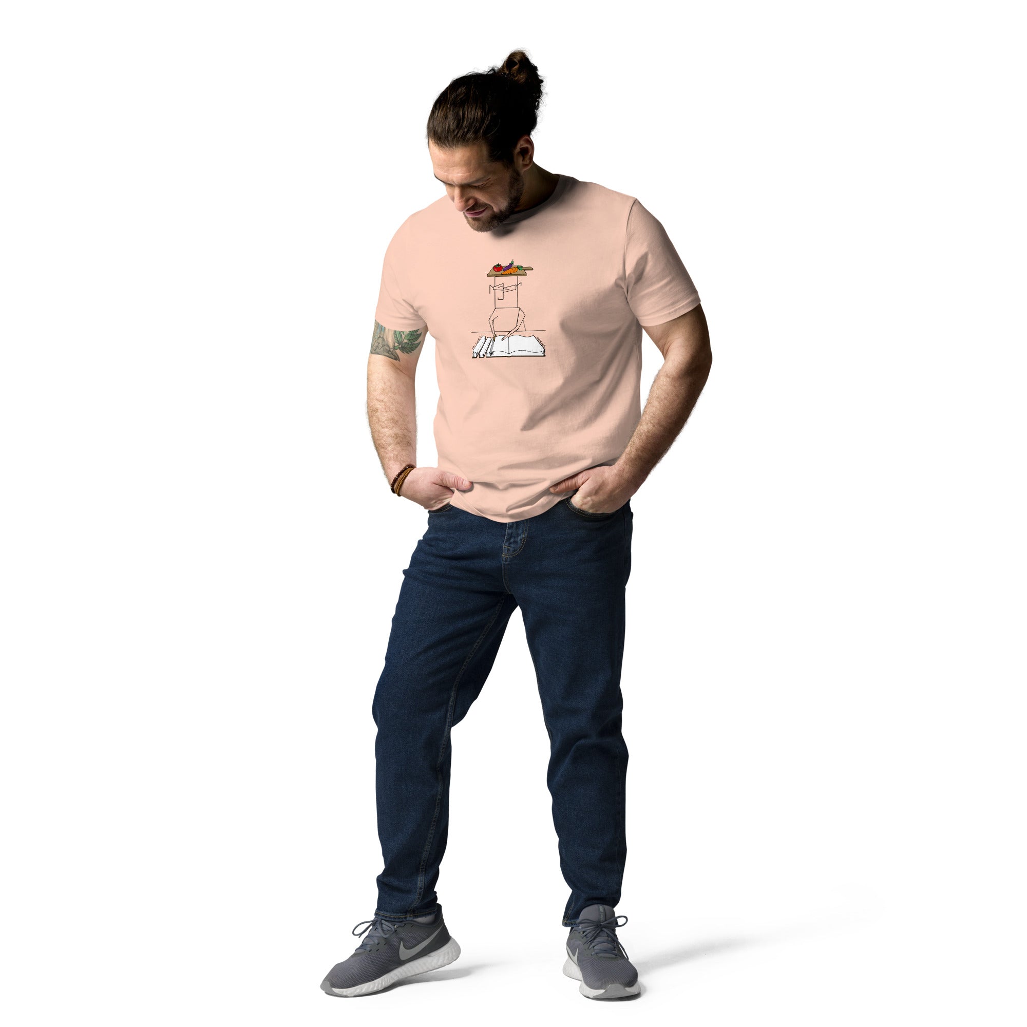 Salad unisex organic cotton t-shirt, pale pink, short sleeves, crew neck, graphic front.