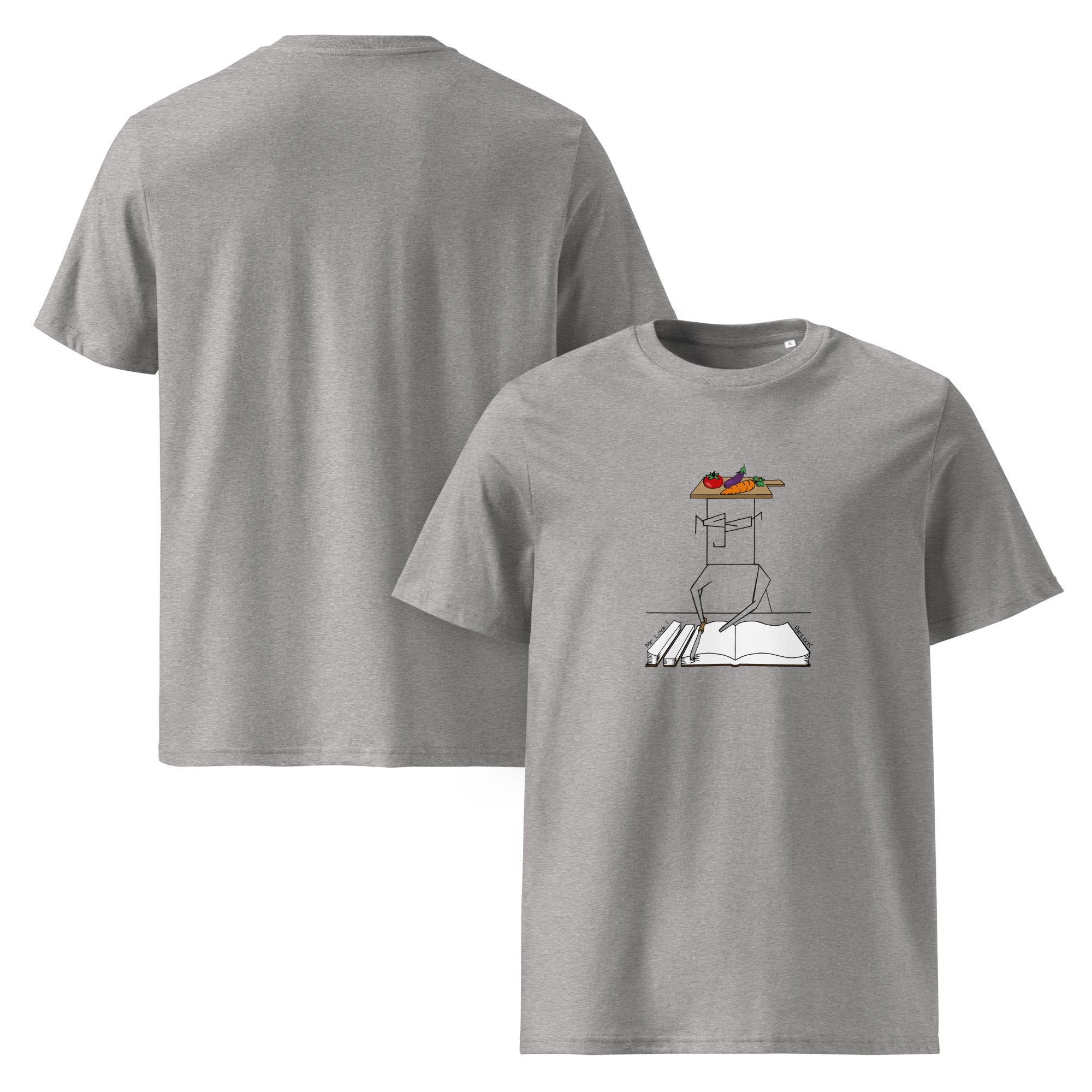 Salad unisex organic cotton t-shirt, light gray, short sleeves, crew neck, graphic front.